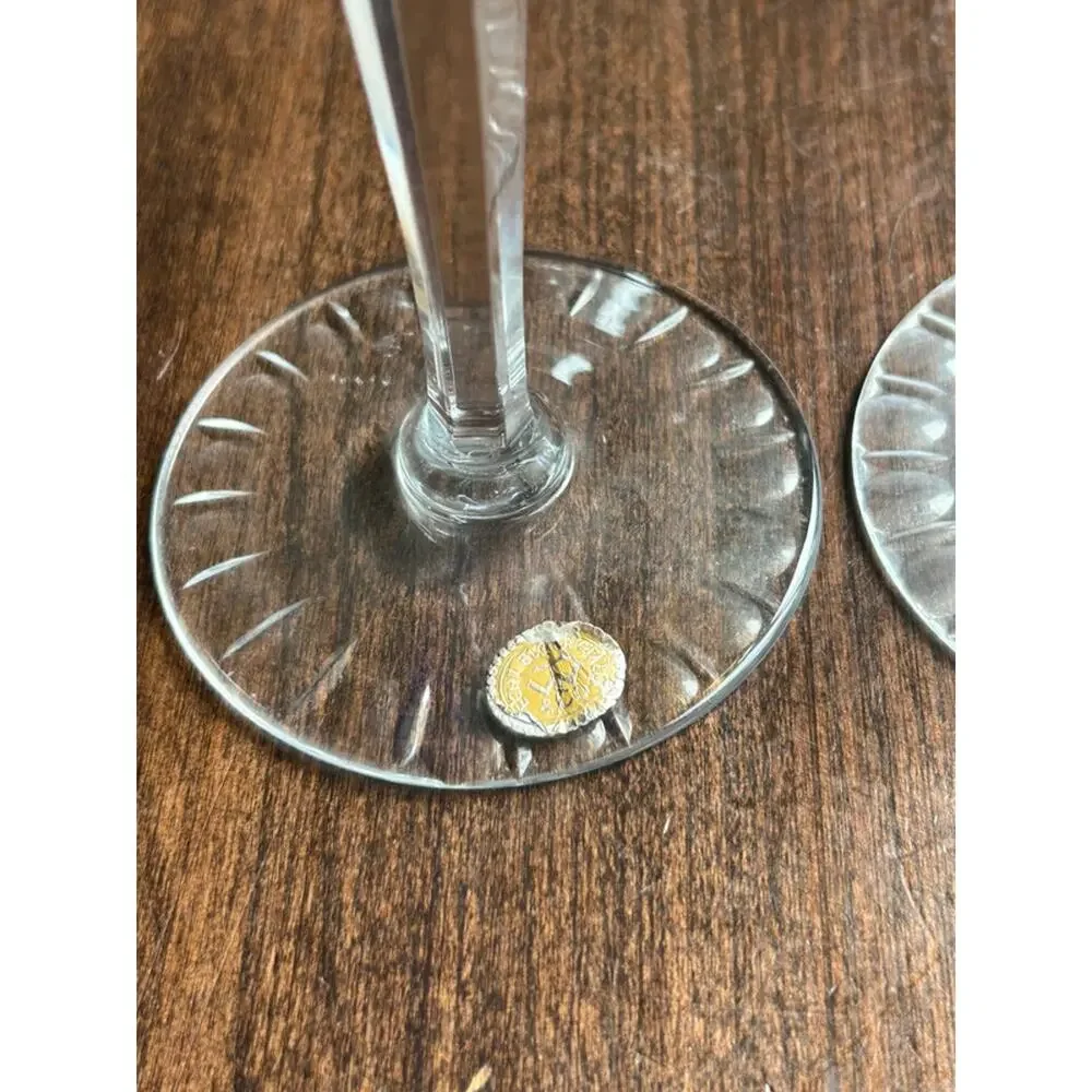 German Crystal Stemware golden yellow & blue Wine Glasses - Set of 2